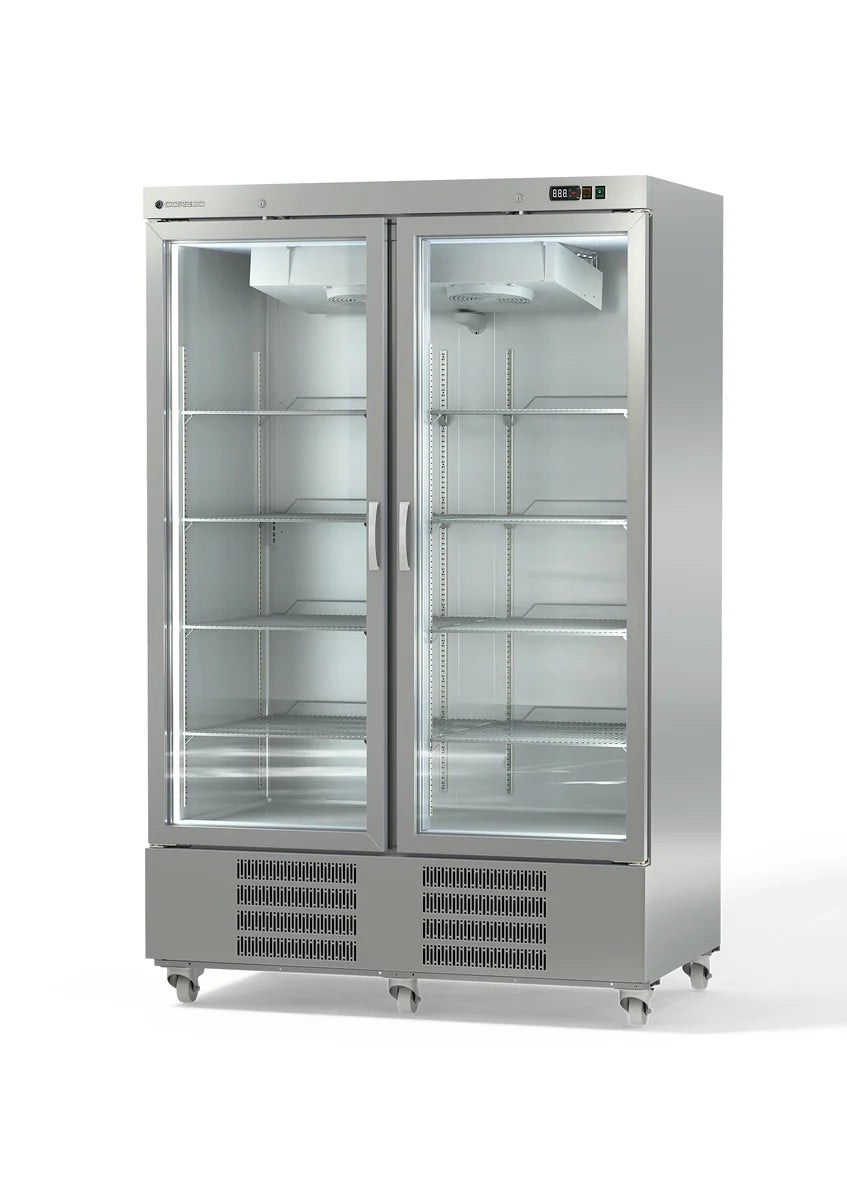 Armoire de congélation en acier inoxydable Coreco US Range 1400 avec portes vitrées