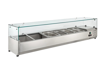 
Vitrine réfrigérée ECO 5x GN 1/3 + 1x GN 1/2 avec rehausse en verre