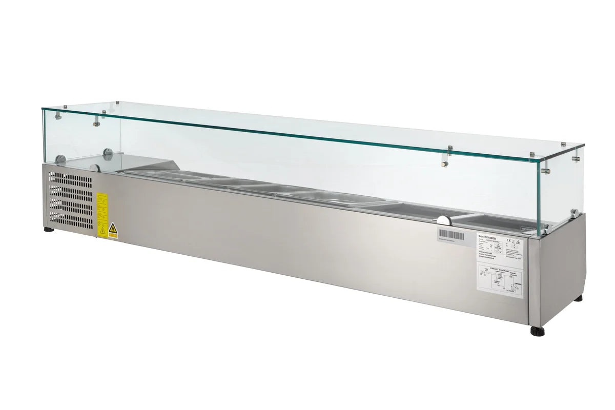 Vitrine réfrigérée ECO 9 x GN 1/3 avec superstructure en verre