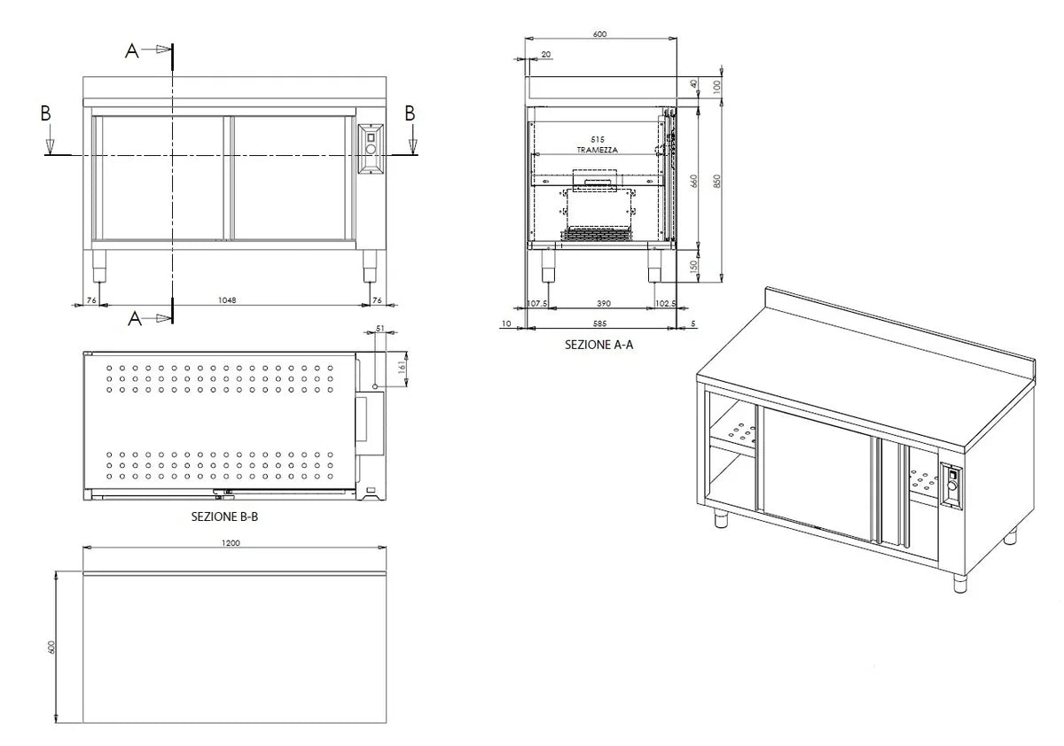 Armoire chauffante ECO 14x7 avec portes coulissantes et dosseret