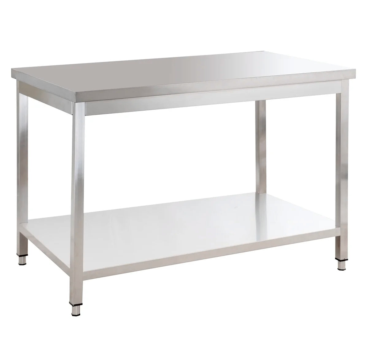 Table de travail Basic 12x7 en inox avec étagère inférieure