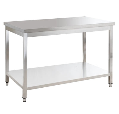 
Table de travail en inox Basic 12x7 avec étagère inférieure, à monter soi-même