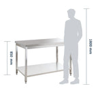 Table de travail en inox Basic 15x6 avec étagère inférieure, à monter soi-même