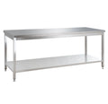 Table de travail Basic 18x6 en inox avec étagère