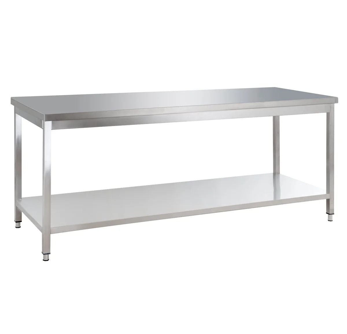 Table de travail en inox Basic 18x7 avec étagère inférieure, à monter soi-même