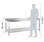 Table de travail Basic 20x7 en inox avec étagère inférieure