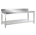 Table de travail Basic 20x7 en inox avec étagère et dosseret