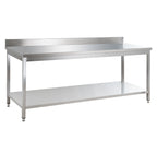 Table de travail Basic 18x6 en inox avec étagère inférieure et dosseret