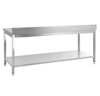 Table de travail Basic 20x6 en inox avec étagère inférieure et dosseret