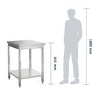Table de travail en inox Basic 8x7 avec étagère inférieure, à monter soi-même