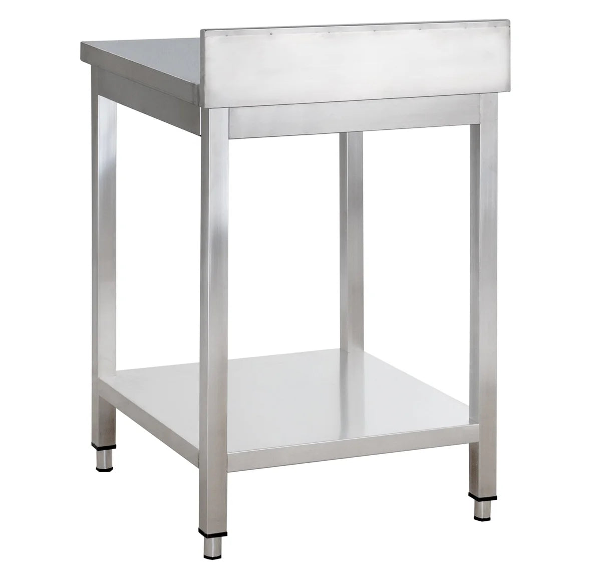 Table de travail Basic  7x7 en inox avec étagère inférieure et dosseret