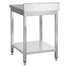 Table de travail Basic 6x6 en inox avec étagère inférieure et dosseret, à monter soi-même