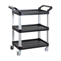 Chariot de service en polypropylène petit format avec roulettes, 3 niveaux, 87 x 43 x 94 cm