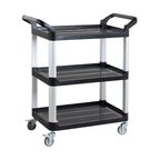 Chariot de service en polypropylène petit format avec roulettes, 3 niveaux, 87 x 43 x 94 cm