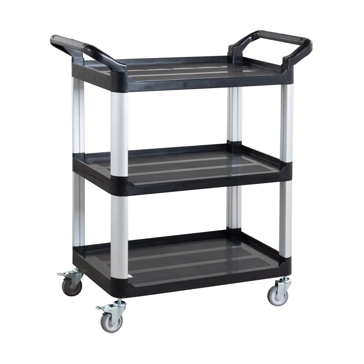 Chariot de service en polypropylène petit format avec roulettes, 3 niveaux, 87 x 43 x 94 cm
