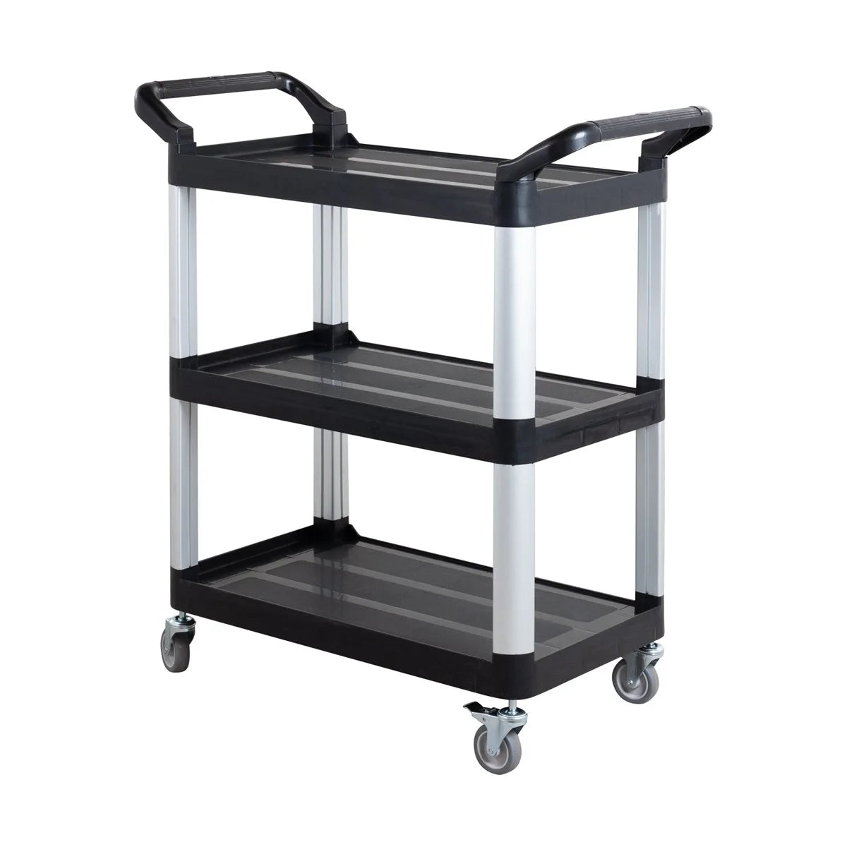 Chariot de service en polypropylène petit format avec roulettes, 3 niveaux, 87 x 43 x 94 cm