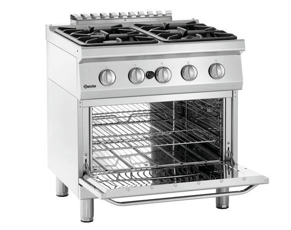 Cuisinière à gaz Bartscher 700 Classic à 4 feux avec four à gaz