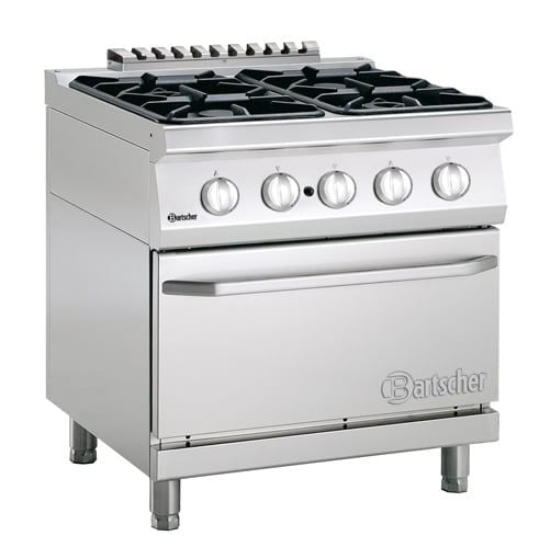 Cuisinière à gaz Bartscher 700 Classic à 4 feux avec four à gaz