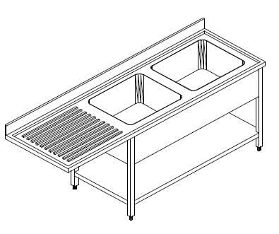 Plonge passage lave-vaisselle ECO 18x7 avec 2 bacs à droite