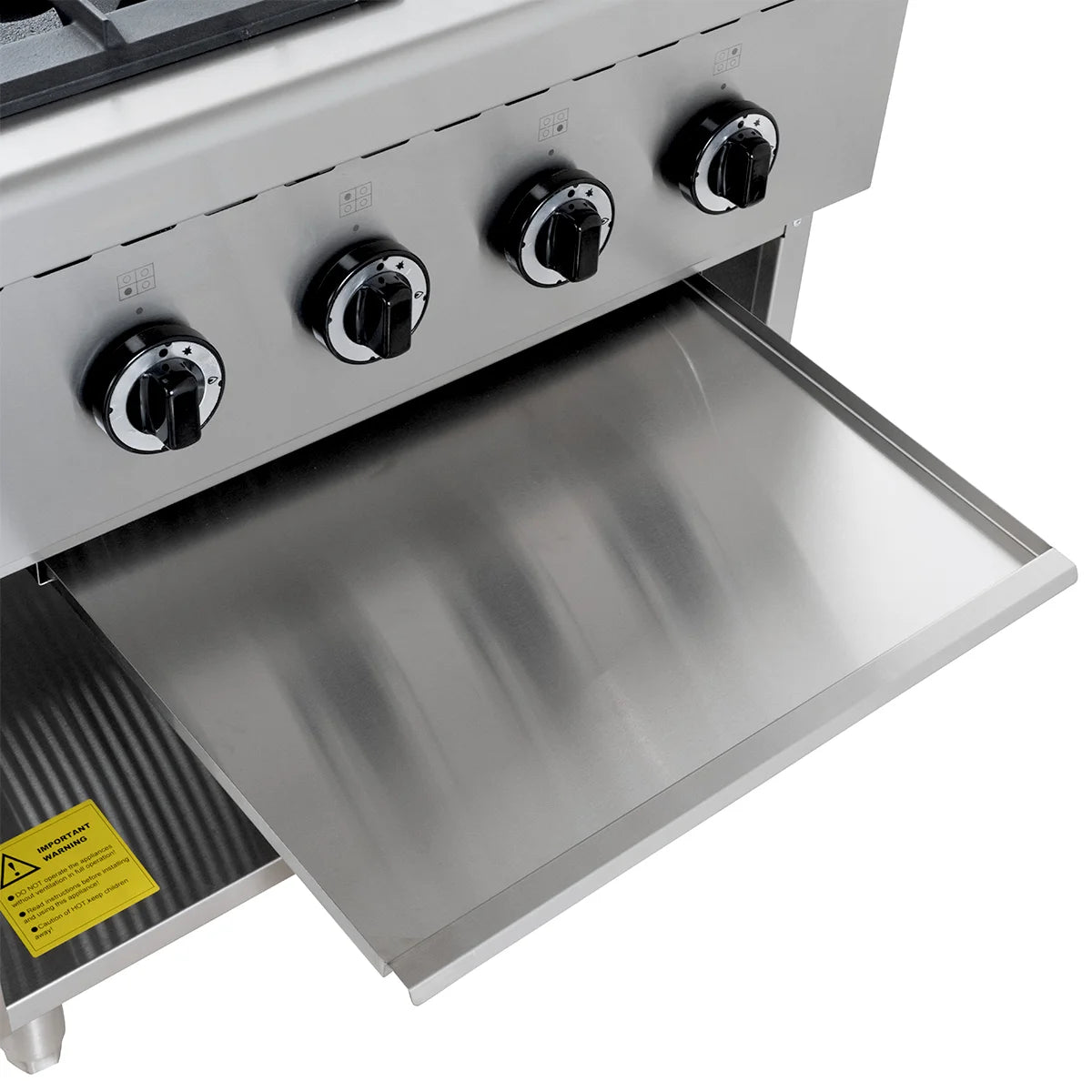 Cuisinière à gaz ECO avec soubassement ouvert - 28,8 kW - 4 brûleurs