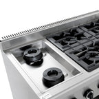 Cuisinière à gaz ECO avec soubassement ouvert - 43,2 kW - 6 brûleurs