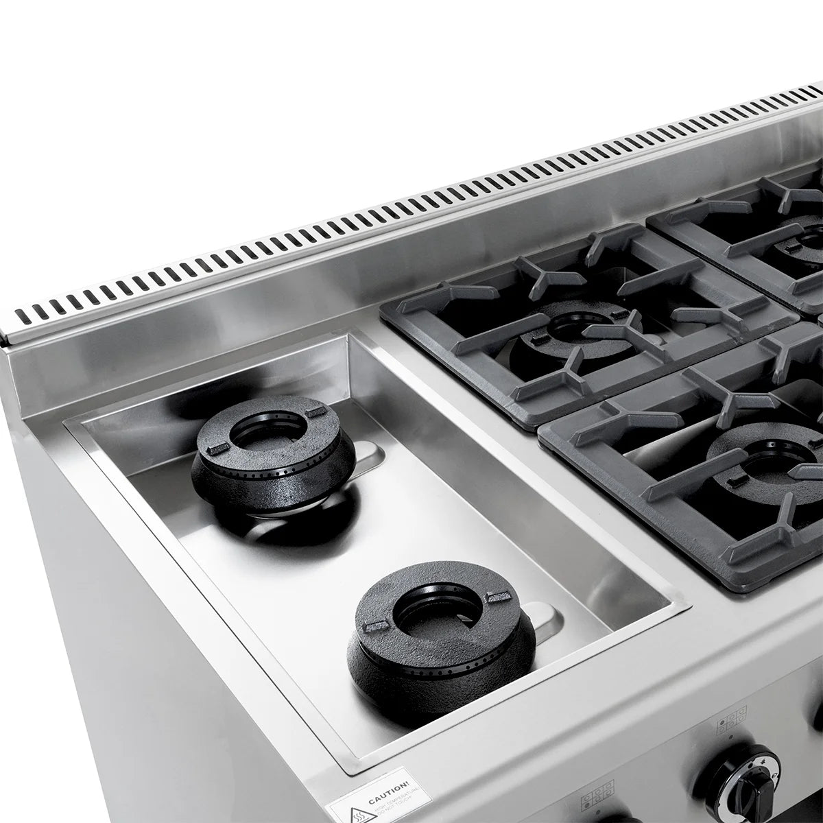 Cuisinière à gaz ECO avec soubassement ouvert - 43,2 kW - 6 brûleurs