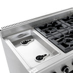 Cuisinière à gaz ECO avec soubassement ouvert - 43,2 kW - 6 brûleurs