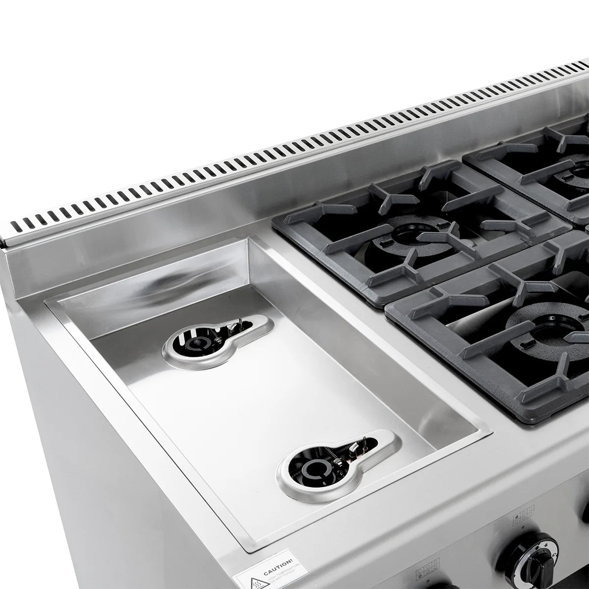 Cuisinière à gaz ECO avec soubassement ouvert - 43,2 kW - 6 brûleurs