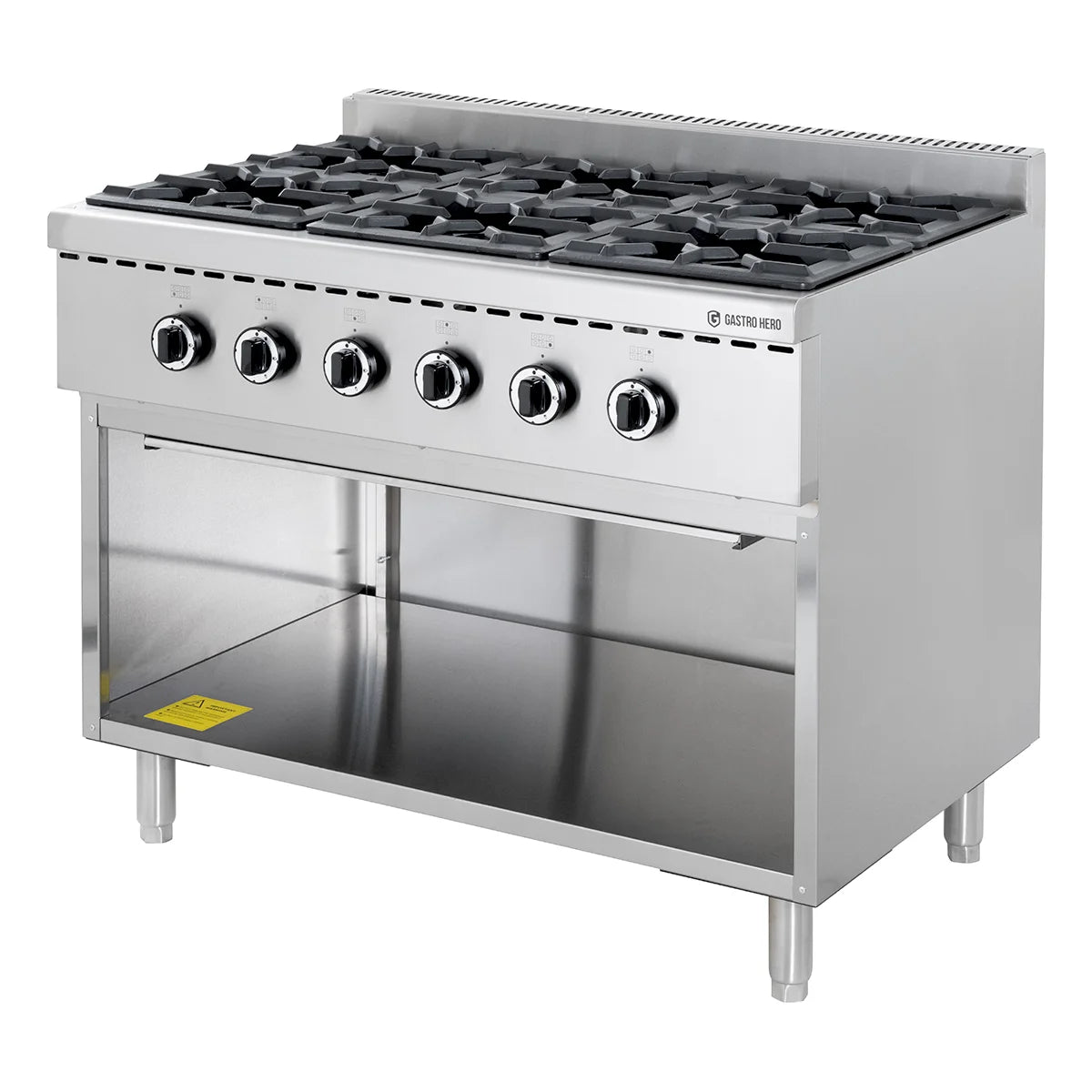 Cuisinière à gaz ECO avec soubassement ouvert - 43,2 kW - 6 brûleurs