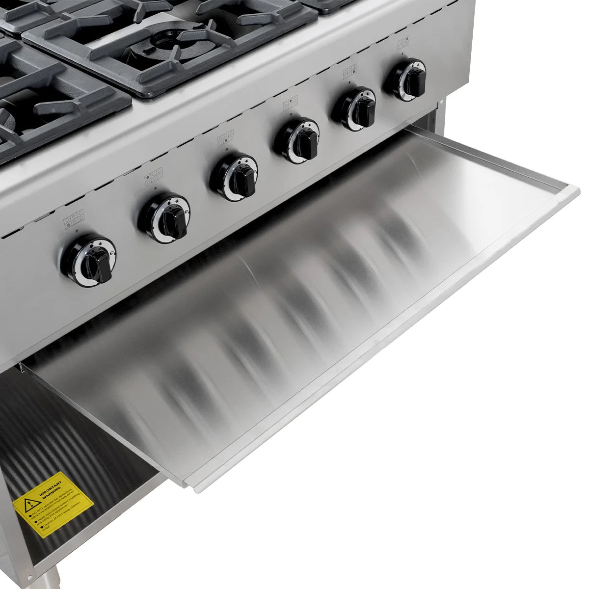 Cuisinière à gaz ECO avec soubassement ouvert - 43,2 kW - 6 brûleurs