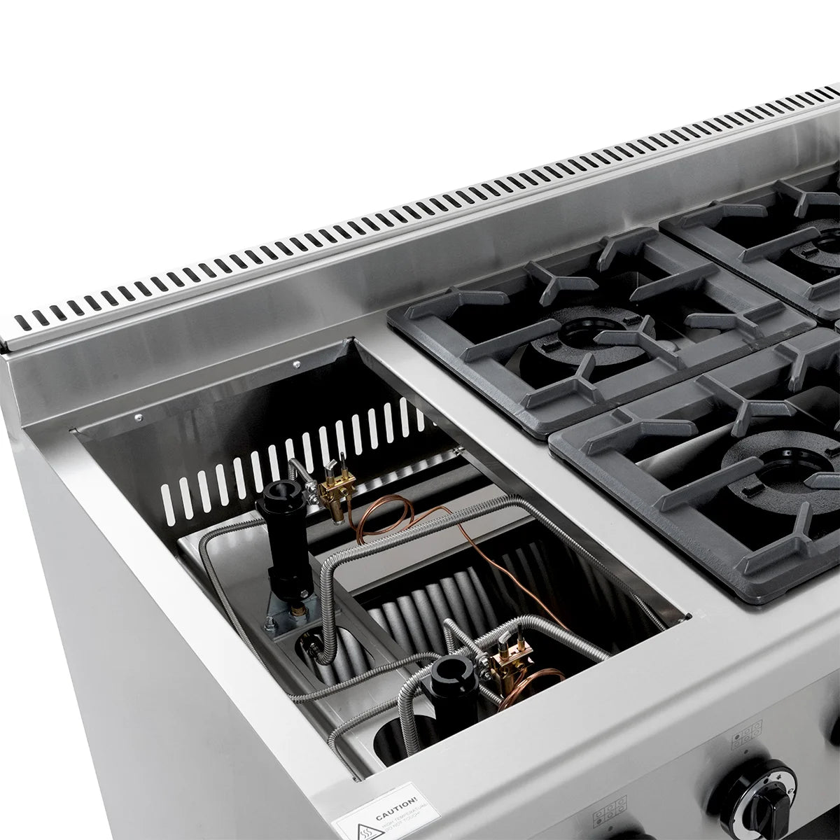 Cuisinière à gaz ECO avec soubassement ouvert - 43,2 kW - 6 brûleurs