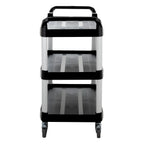 Chariot de service en polypropylène grand format avec roulettes, 3 niveaux, 102 x 50 x 96 cm