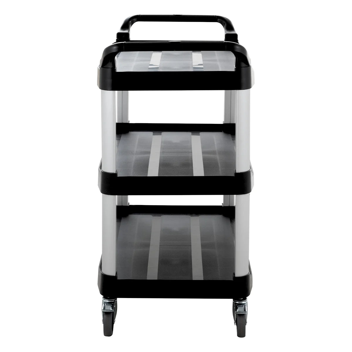 Chariot de service en polypropylène grand format avec roulettes, 3 niveaux, 102 x 50 x 96 cm