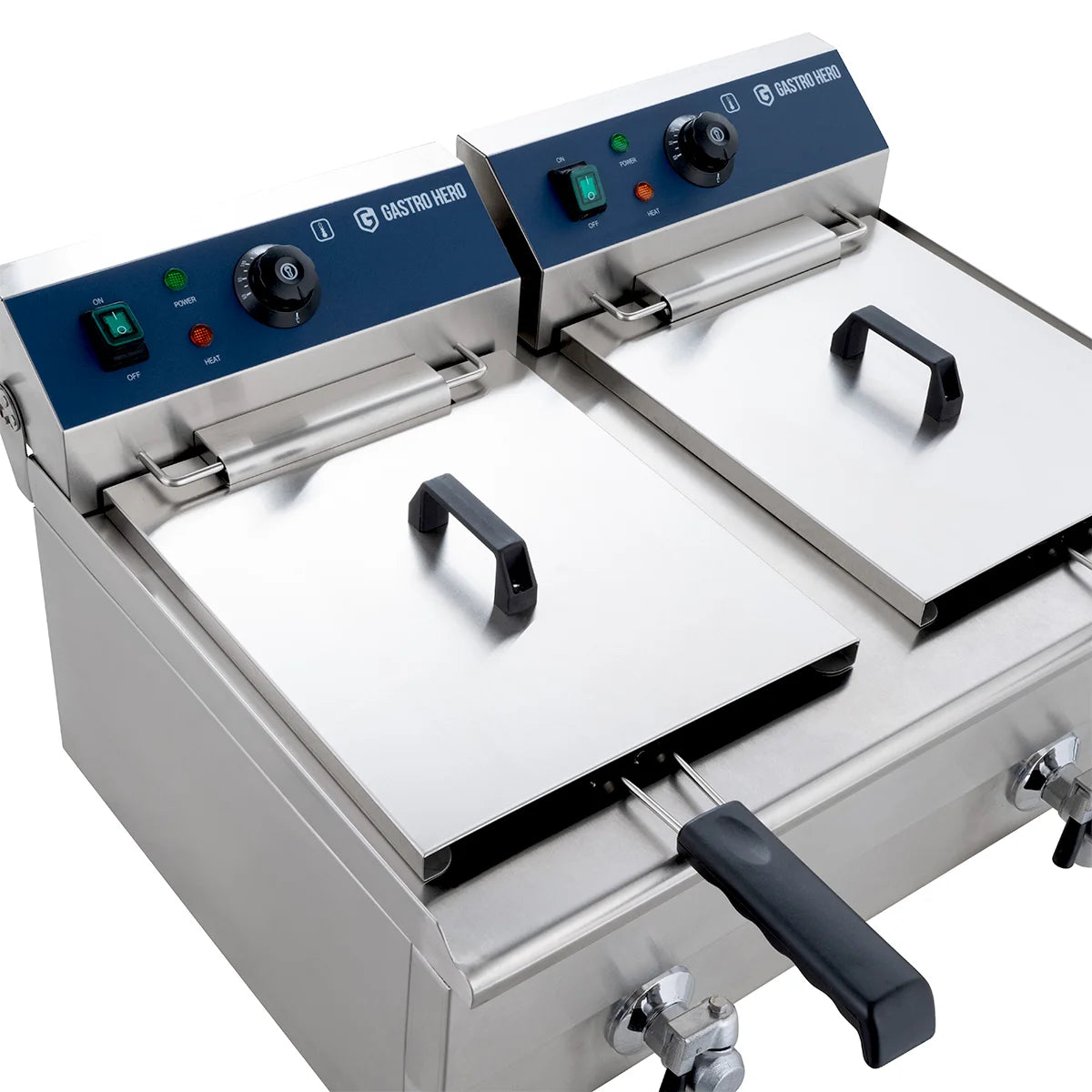 Friteuse électrique double ECO 13+13 litres avec robinet de vidange, 2x 5000 W, 400 V