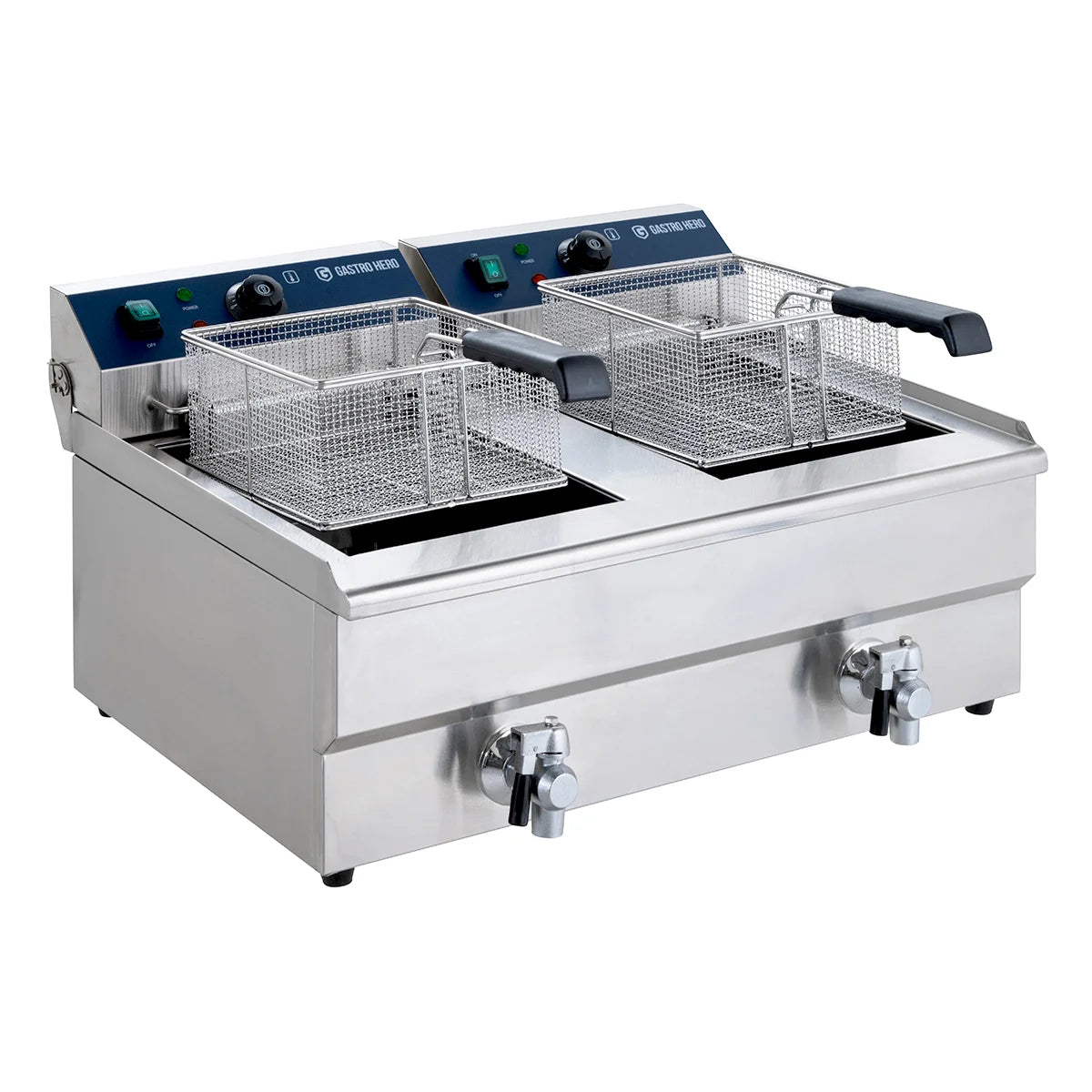 Friteuse électrique double ECO 13+13 litres avec robinet de vidange, 2x 5000 W, 400 V