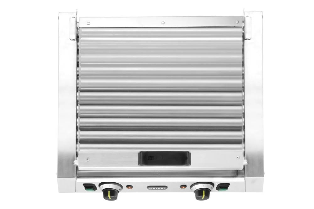 Gril à rouleaux - 2 zones avec couvercle économiseur d’énergie, HENDI, 11 rouleaux, 220-240V/980W, 566x527x(H)259mm