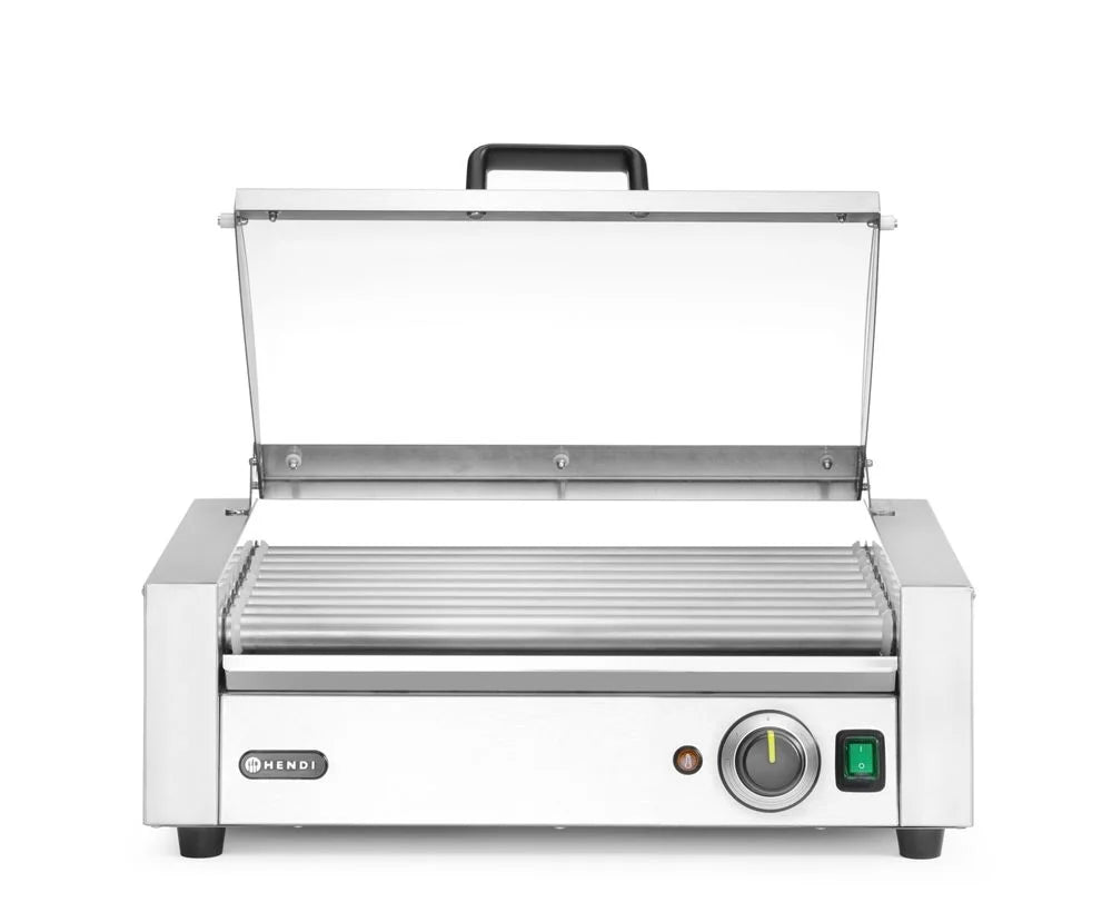 Grill à rouleaux, 1 zone avec capot écoénergétique, HENDI, 9 rouleaux, 230V/790W, 566x450x(H)259mm