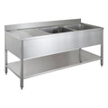 Table de plonge ECO 15x6 avec 2 cuves à droite