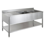 Table de plonge ECO 15x6 avec 2 cuves à droite