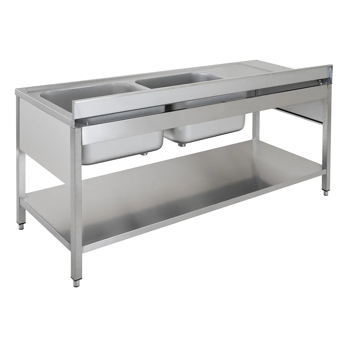 Table de plonge ECO 15x6 avec 2 cuves à droite