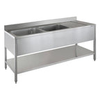 Table de plonge ECO 20x7 avec 2 cuves à gauche