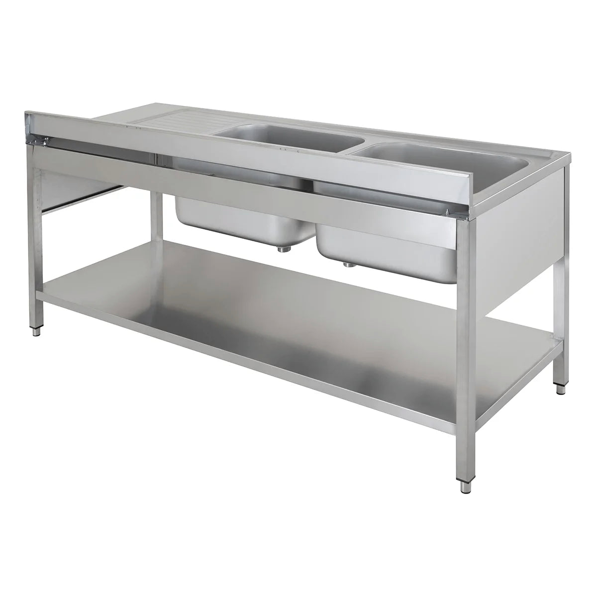 Table de plonge ECO 20x7 avec 2 cuves à gauche
