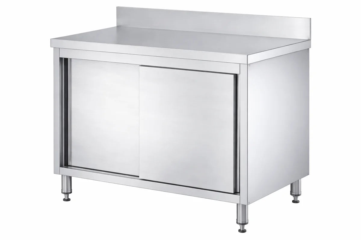 Armoire de travail en inox Basic 18x6 avec dosseret 100 mm
