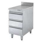 Meuble à tiroirs en inox BASIC, 3 tiroirs, unité 600 avec dosseret, AISI 201