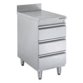 Meuble à tiroirs en acier inoxydable BASIC, 3 tiroirs, unité 700 avec dosseret, AISI 201