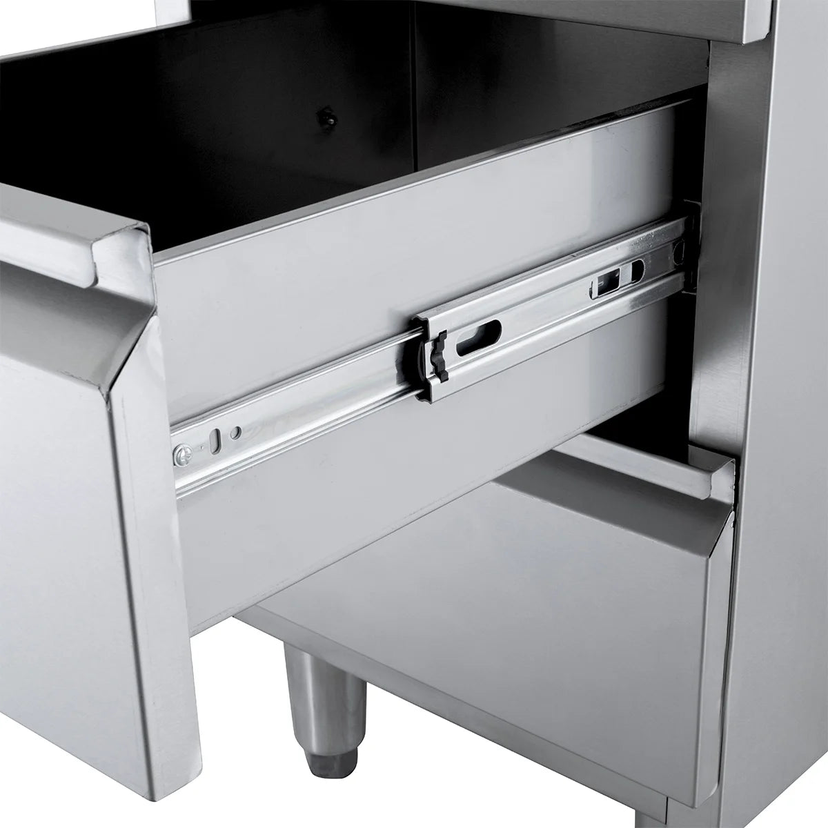 Meuble à tiroirs en acier inoxydable BASIC, 3 tiroirs, unité 700 avec dosseret, AISI 201