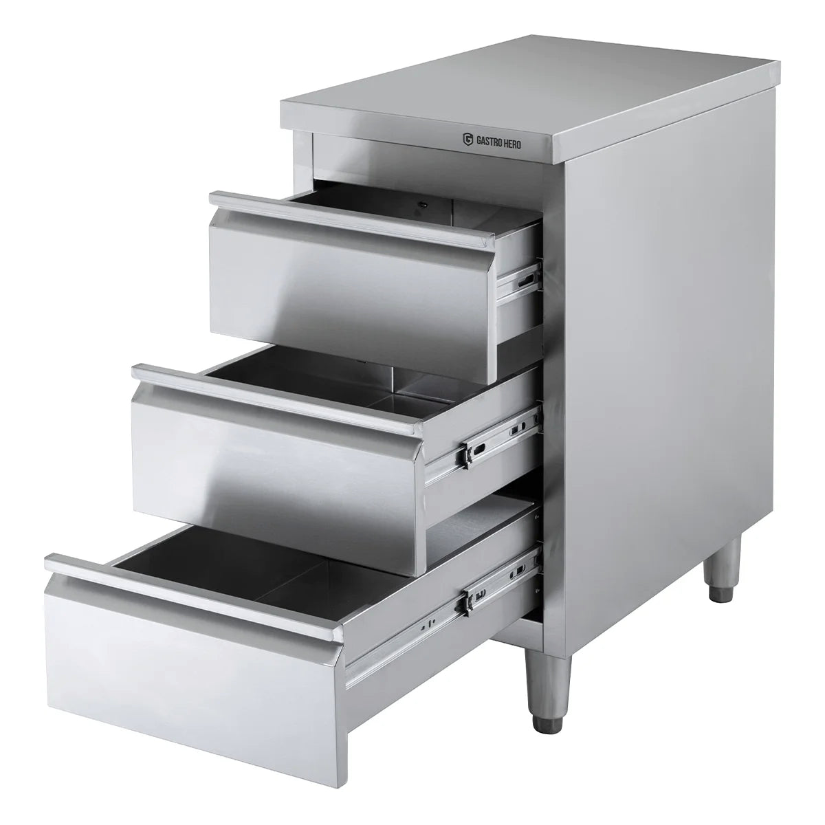 Meuble à tiroirs en inox BASIC 3 tiroirs 600, AISI 201