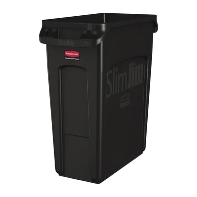 
Poubelle Rubbermaid Slim Jim avec fentes d’aération noire 60L