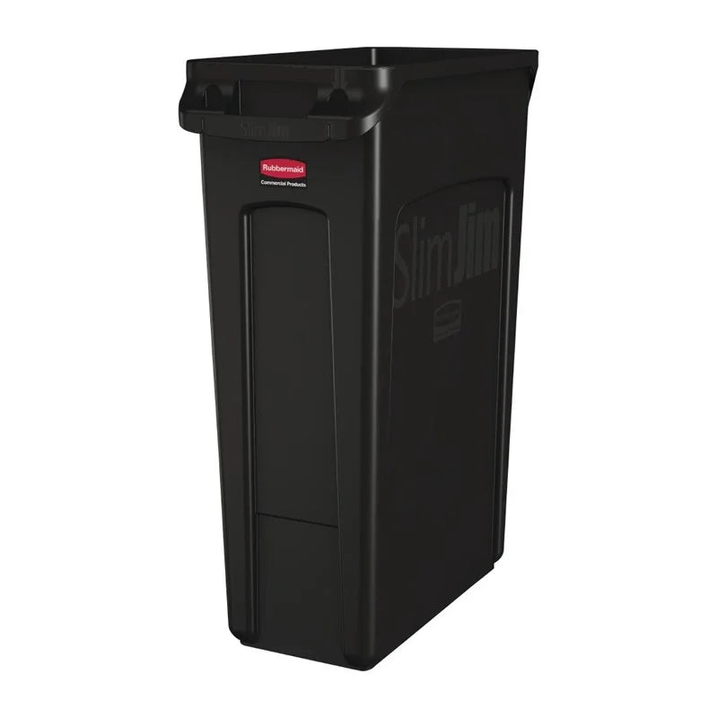 Poubelle Rubbermaid Slim Jim avec fentes d’aération noire 87L