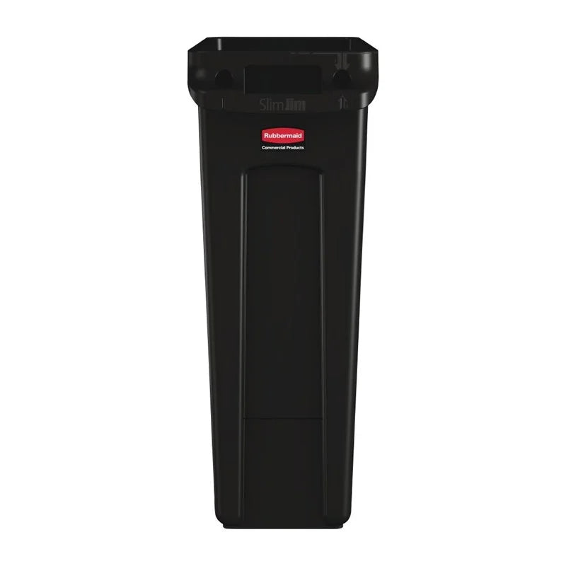 Poubelle Rubbermaid Slim Jim avec fentes d’aération noire 87L